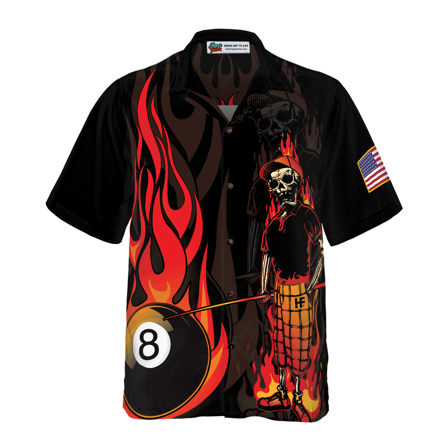 Mr Bones 8 Ball Billiards Hawaiian Shirt - Hyperfavor