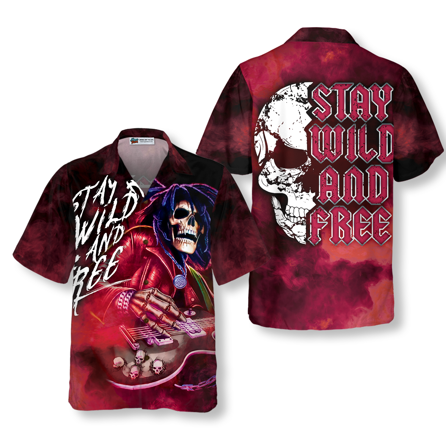 Guitar Stay Wild And Free Hawaiian Shirt - Hyperfavor