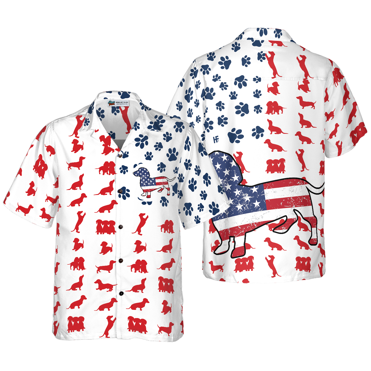 Dachshund American Flag Hawaiian Shirt - Hyperfavor