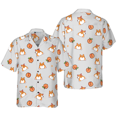 Corgi Butt And Peaches Seamless Hawaiian Shirt - Hyperfavor