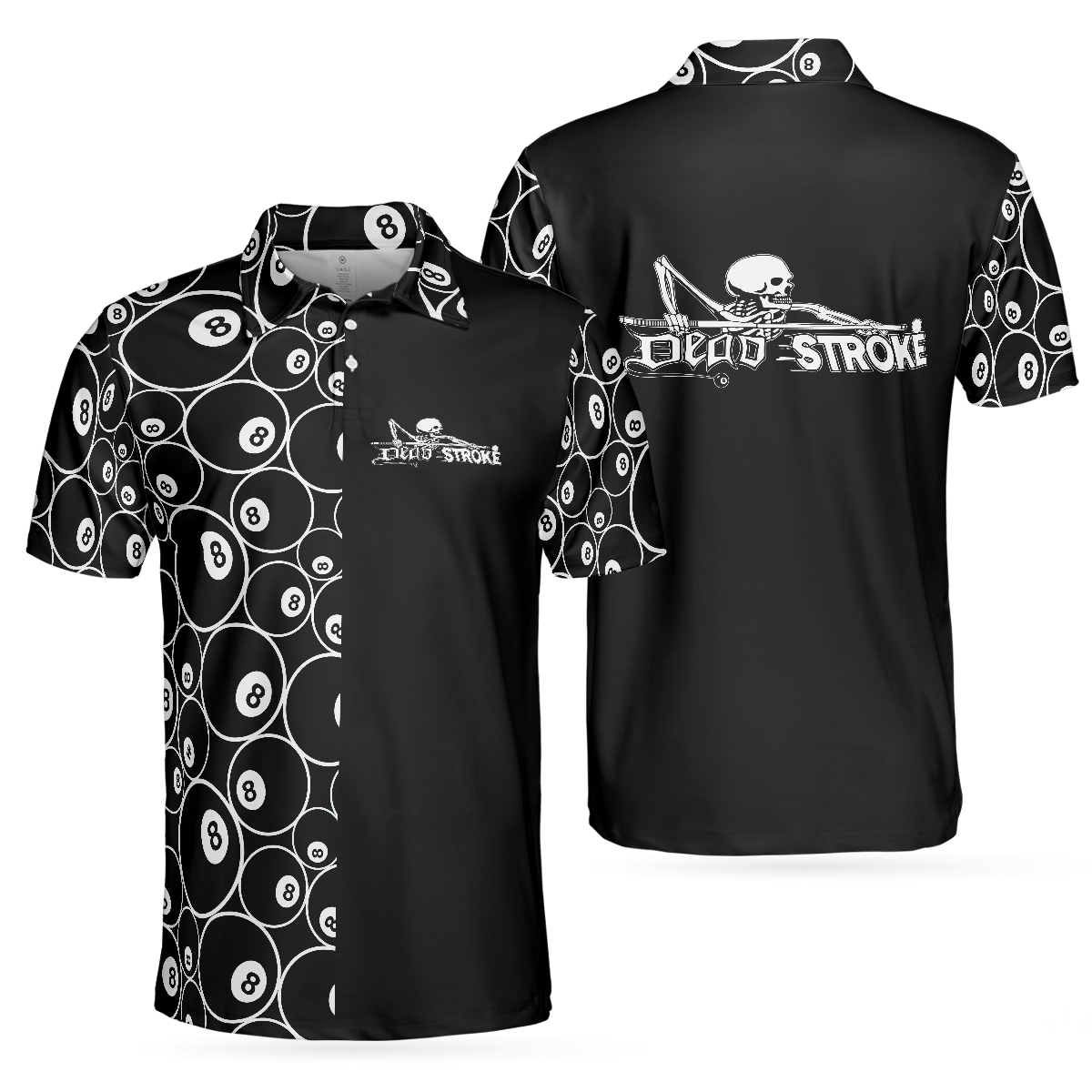 Billiards Skeleton Dead Stroke Short Sleeve Polo Shirt, 8-ball Polo Shirt, Best Billiards Shirt For Men - Hyperfavor