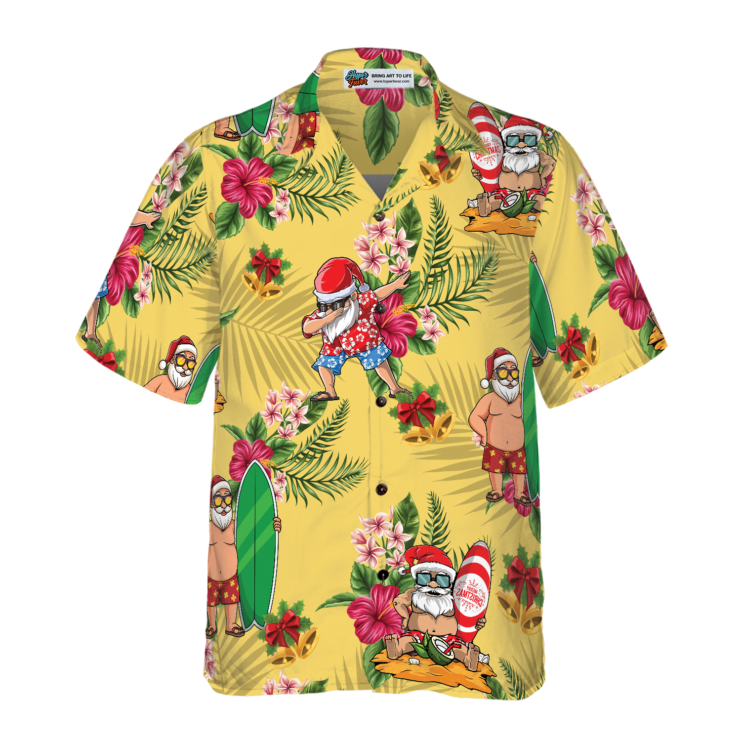 Merry Christmas Santa Claus Surfing Dab Hawaiian Shirt - Hyperfavor