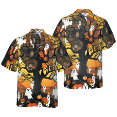 Night Of Pumpkin & Ghost Hawaiian Shirt - Hyperfavor