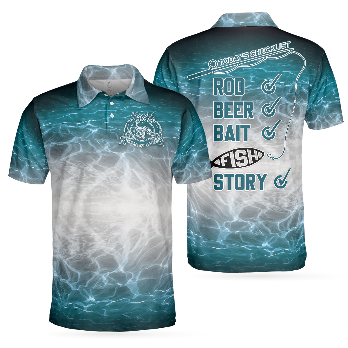 Fishing Checklist Rod Beer Bait Fish Story Polo Shirt, Best Ocean Fishing Shirt For Men - Hyperfavor