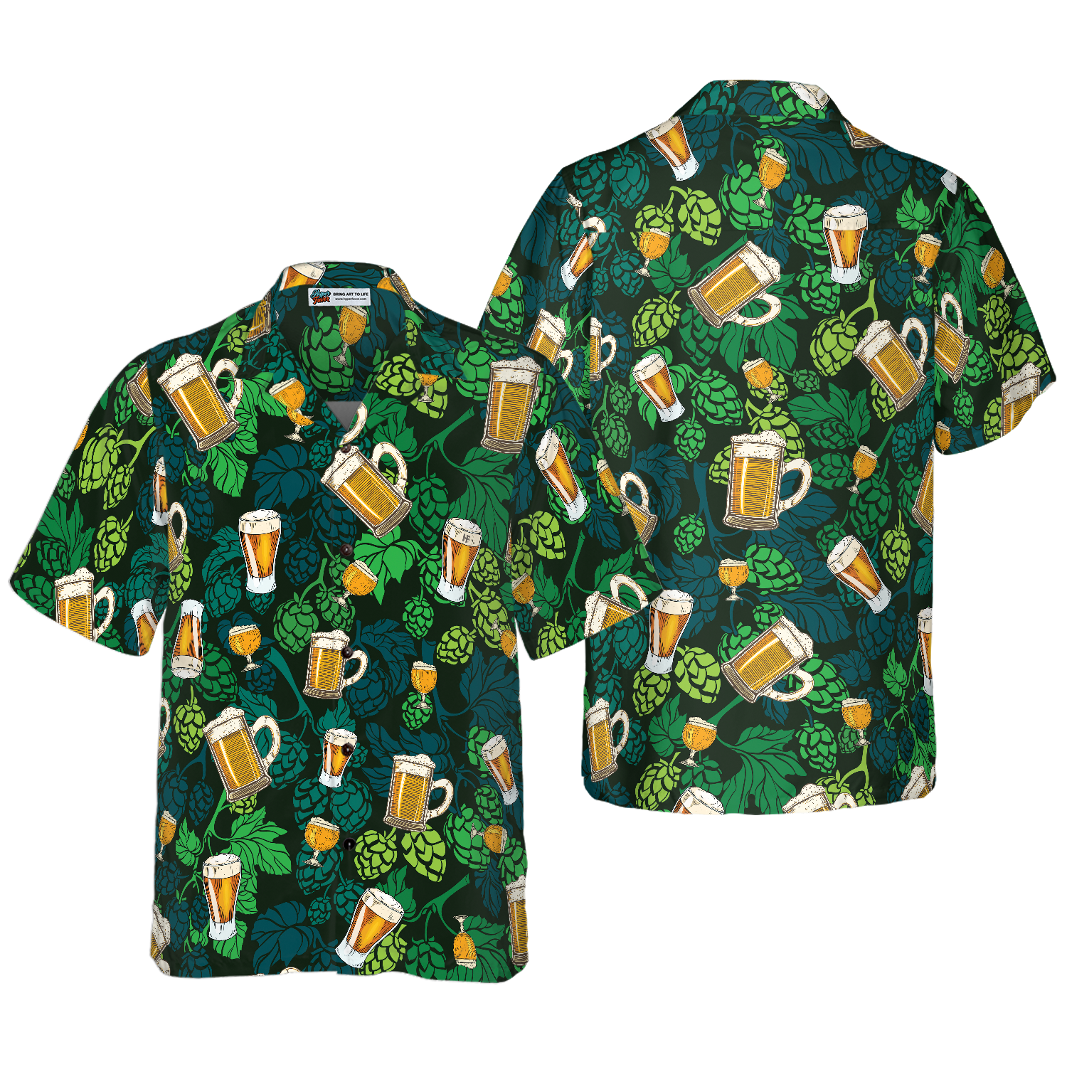 Hop Cones Beer Glass Hawaiian Shirt - Hyperfavor