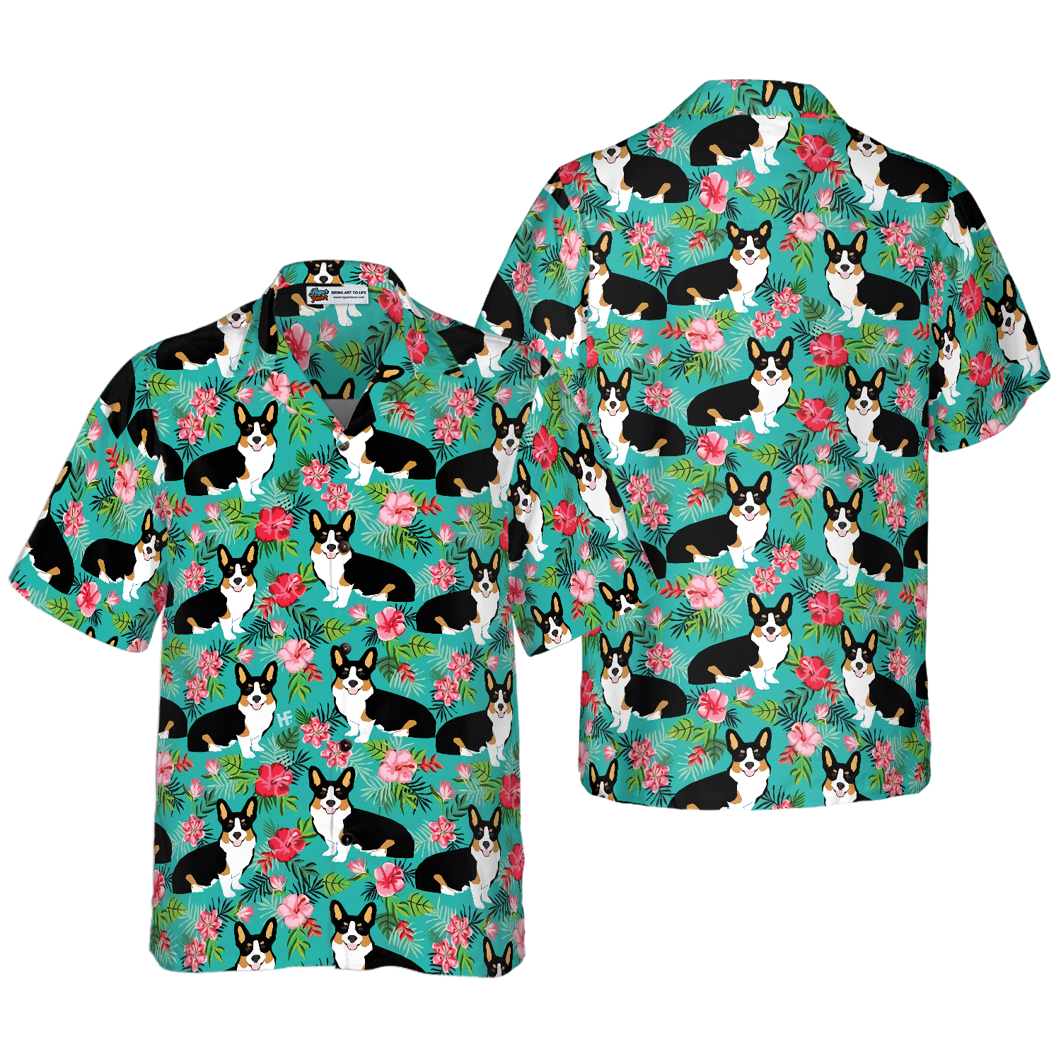 Tropical Floral Corgi Hawaiian Shirt, Corgi Shirt For Men And Women - Hyperfavor