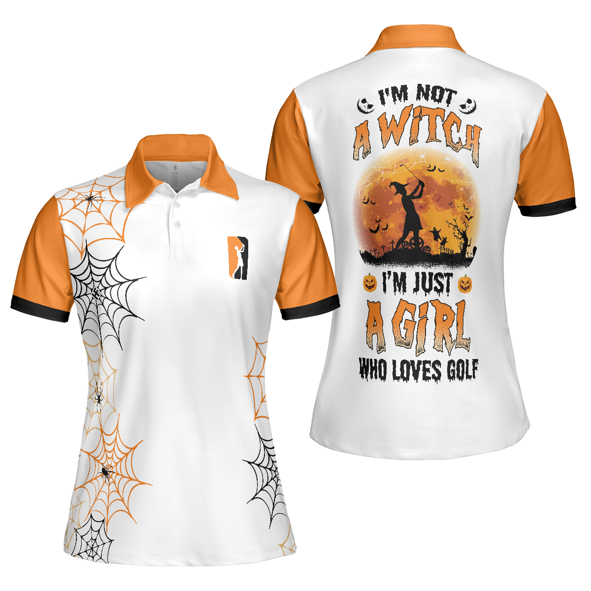 Just A Girl Who Loves Golf Not A Witch Golf Short Sleeve Women Polo Shirt, Halloween Gift For Female Golfers - Hyperfavor