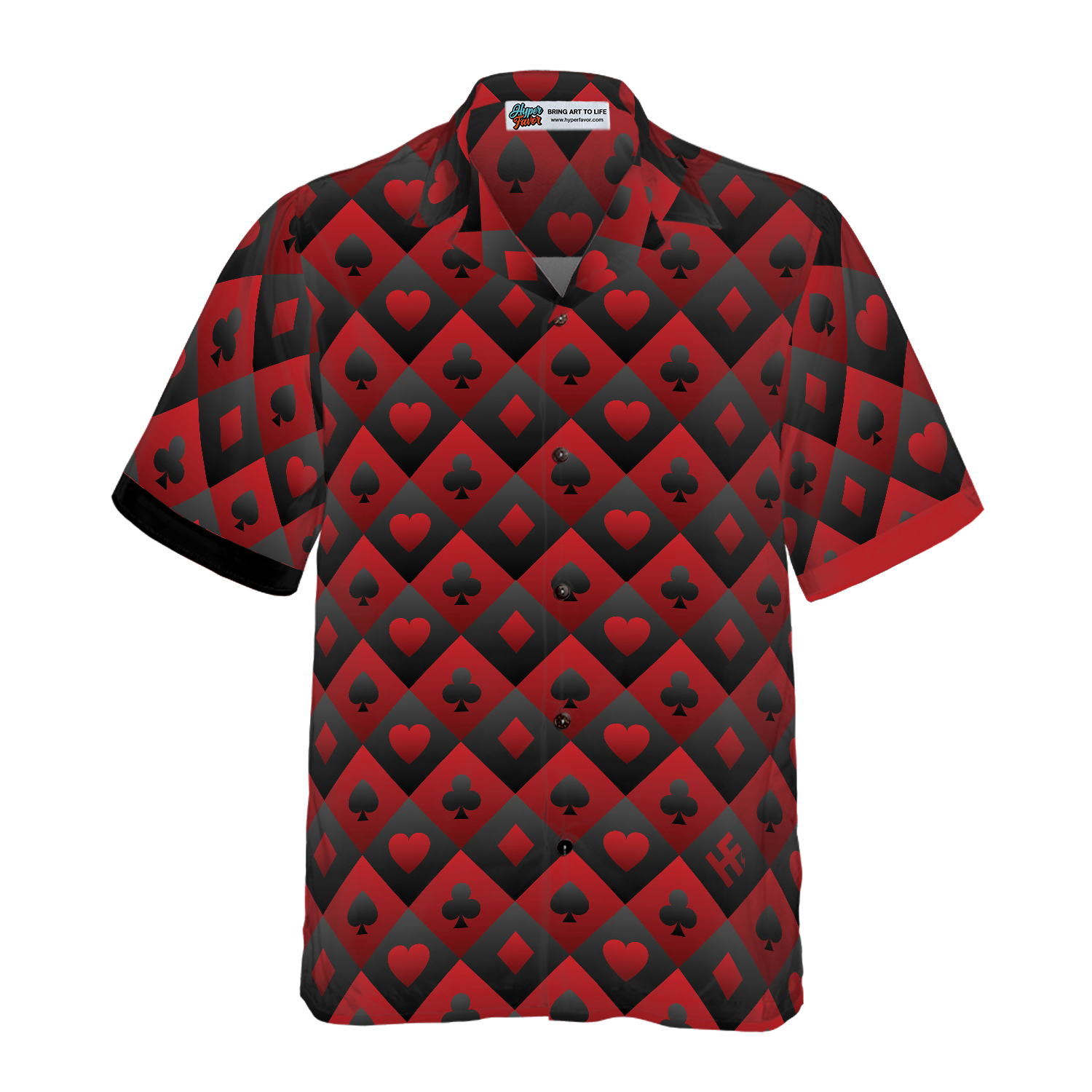 Casino Black And Red Pattern Hawaiian Shirt - Hyperfavor