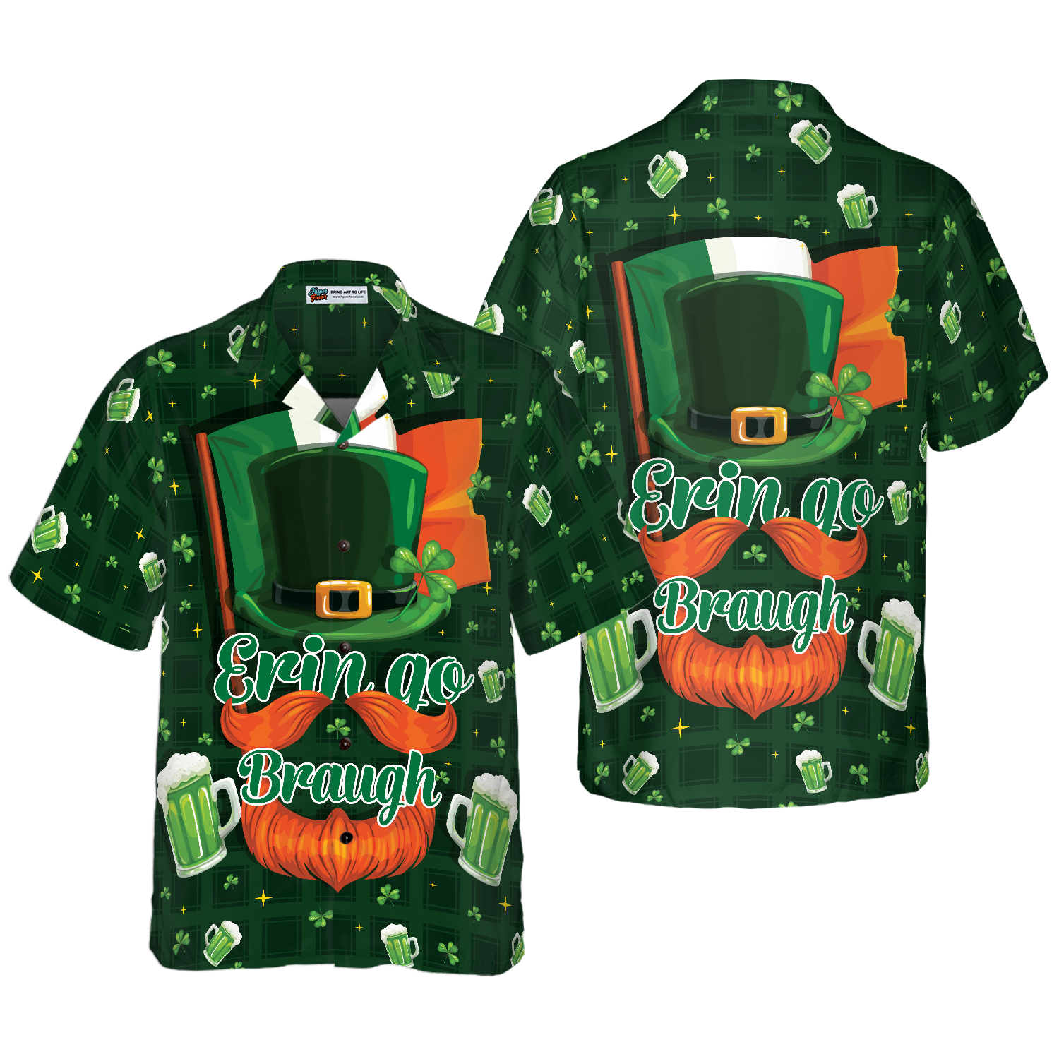 Ireland Forever Beer And Green Seamless Ireland Hawaiian Shirt - Hyperfavor