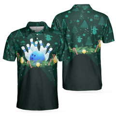 Christmas Wreath with Bowling Mens Polo Shirts - Hyperfavor