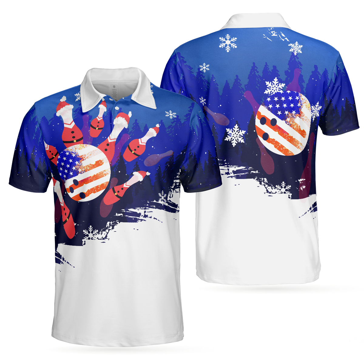 Chritsmas Bowling with Santa Pins Mens Polo Shirts - Hyperfavor