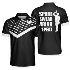 Spear Swear Drink Repeat Bowling Polo Shirt - Hyperfavor