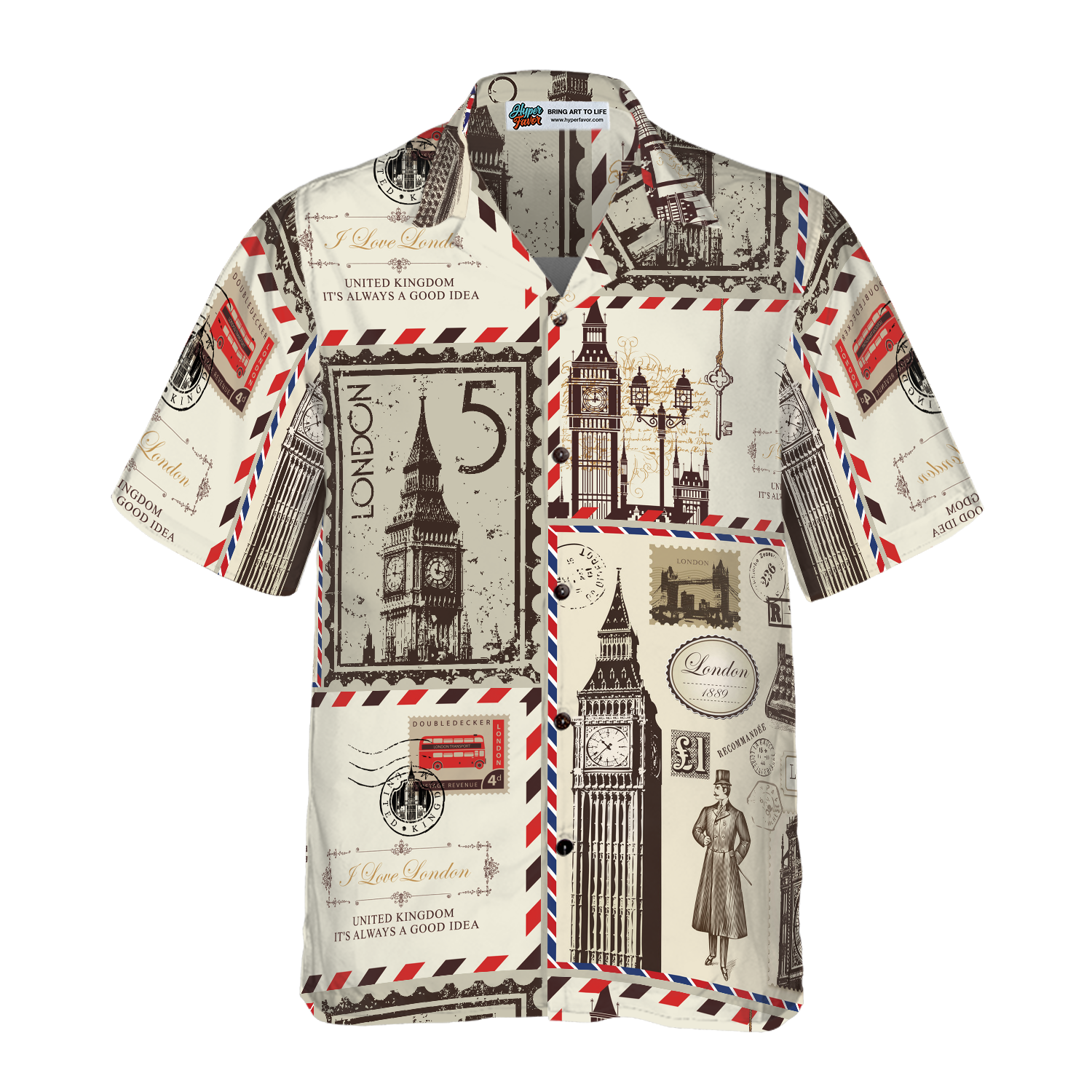 London Pattern Hawaiian Shirt - Hyperfavor