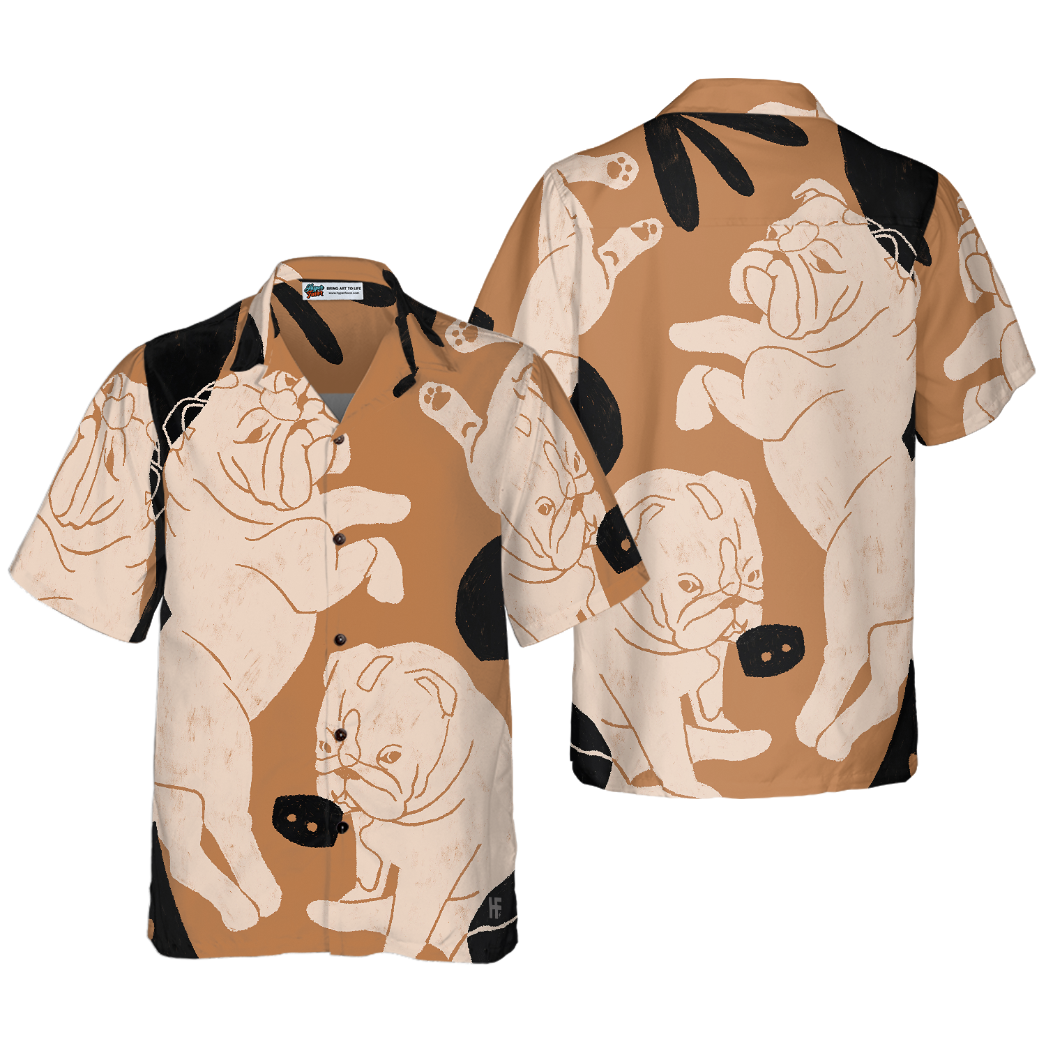 Bulldog Illustration Hawaiian Shirt - Hyperfavor