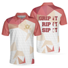 Rip It Sip It Grip It Golfer Golf Polo Shirt, White And Pink Golfing Shirt For Male Players, Simple Golf Shirt Design - Hyperfavor
