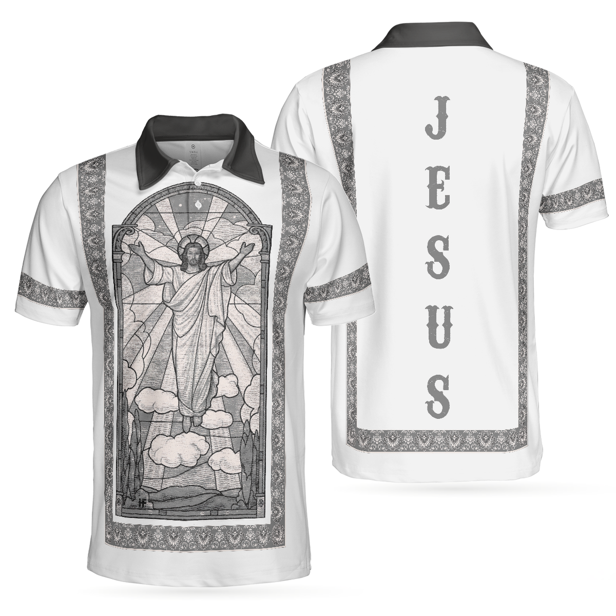 Jesus's Resurrection Egyptian Polo Shirt, Black And White Jesus Polo Shirt, Best Christian Shirt For Men - Hyperfavor