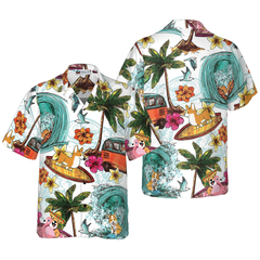 Corgi On The Beach Shirt For Men Hawaiian Shirt - Hyperfavor