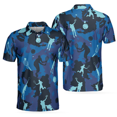 Ocean Camouflage Tennis Short Sleeve Polo Shirt, Tennis Player Polo Shirt, Camo Tennis Shirt For Men - Hyperfavor