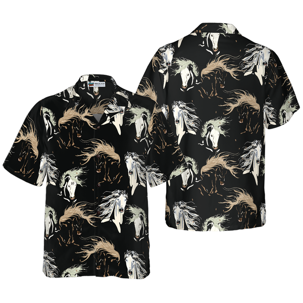 Horse Trendy Hawaiian Shirt Native American White Horse Blue