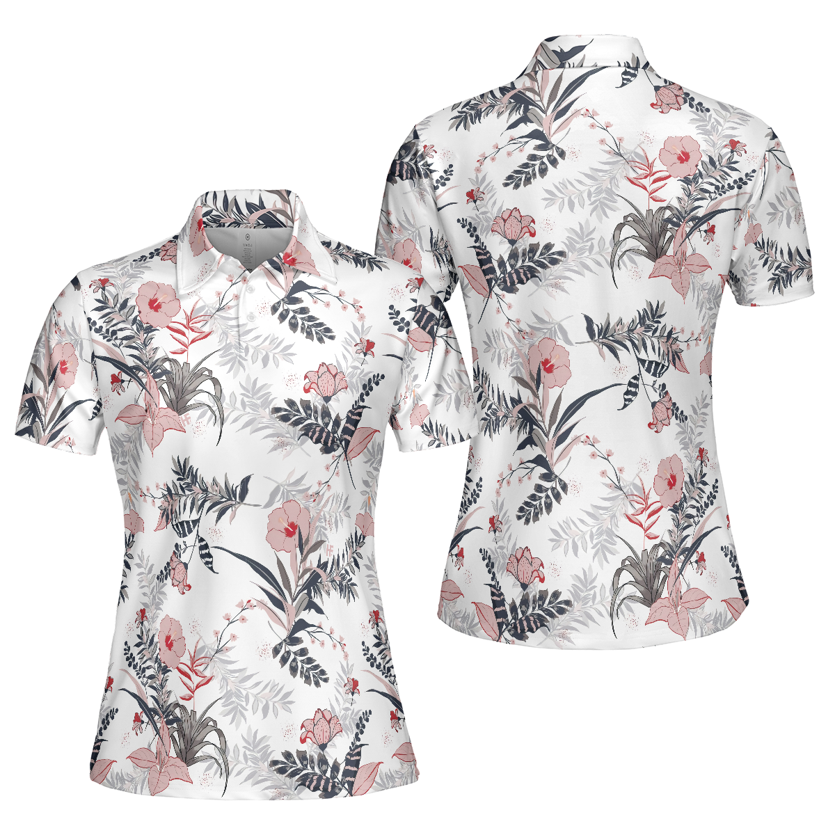 Colorful Floral Pattern Shirt Short Sleeve Women Polo Shirt - Hyperfavor