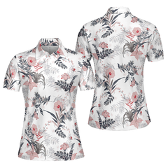 Colorful Floral Pattern Shirt Short Sleeve Women Polo Shirt - Hyperfavor