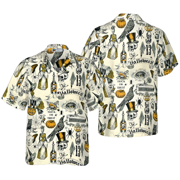 Trickery Pattern Halloween Hawaiian Shirt - Funny Hawaiian Beach