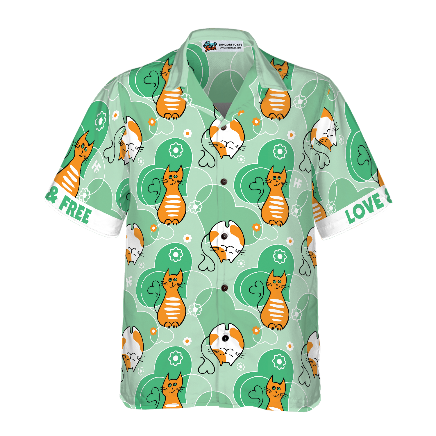 Cat Love And Free Hawaiian Shirt - Hyperfavor