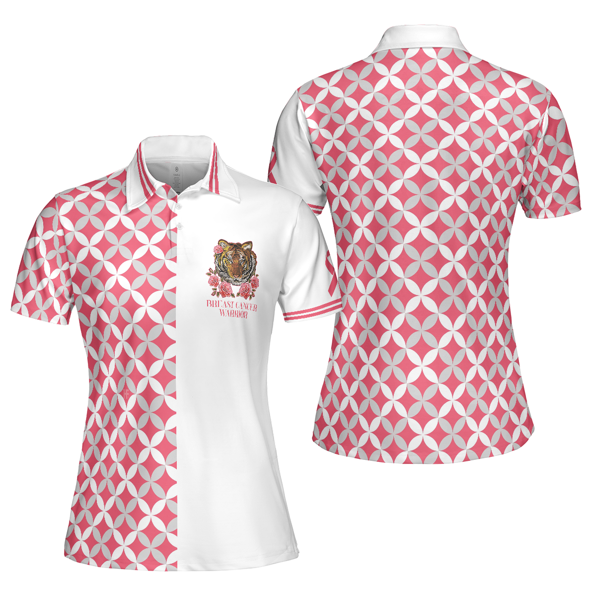 Breast Cancer Tiger Warrior Short Sleeve Women Polo Shirt, Thoughtful Gift For Breast Cancer Survivors - Hyperfavor