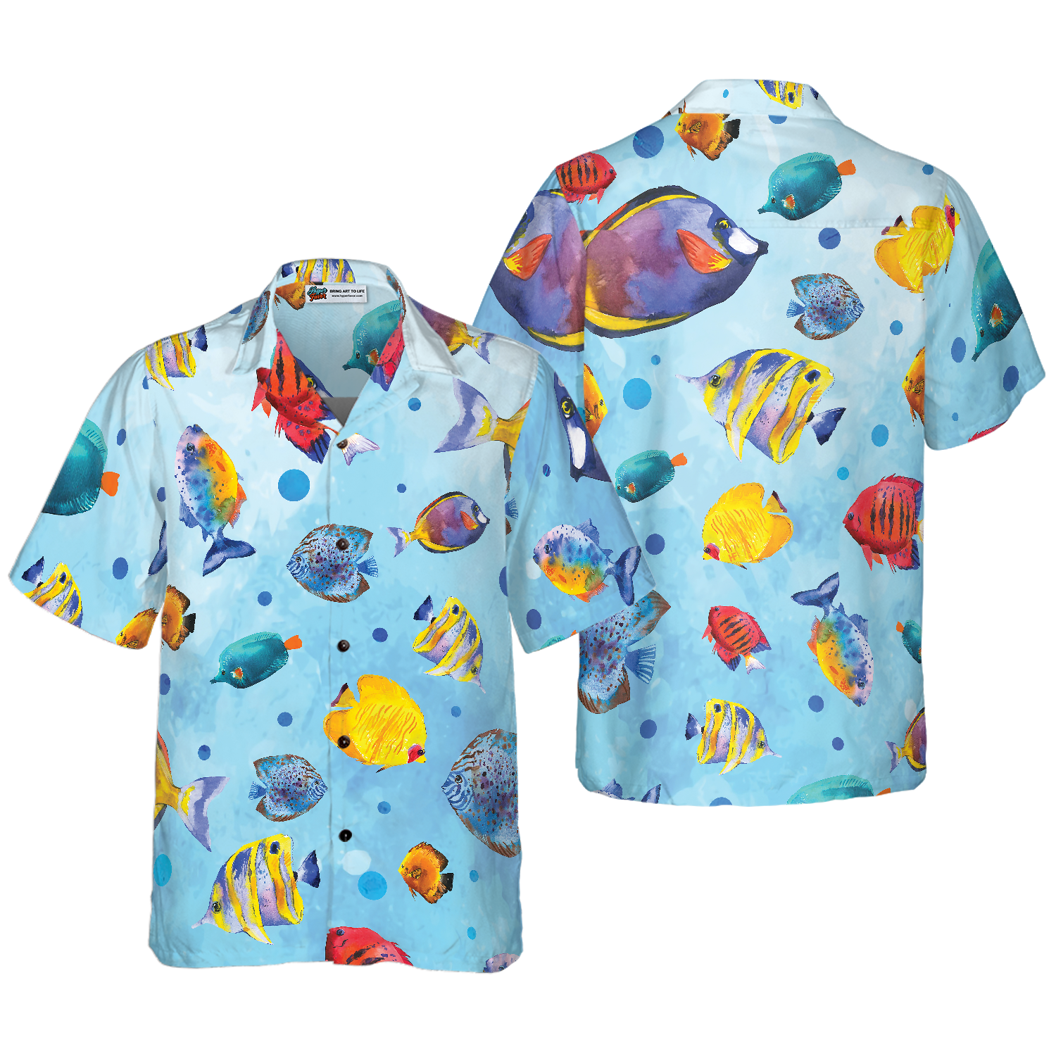 Fish Water Color Pattern v2 Hawaiian Shirt - Hyperfavor