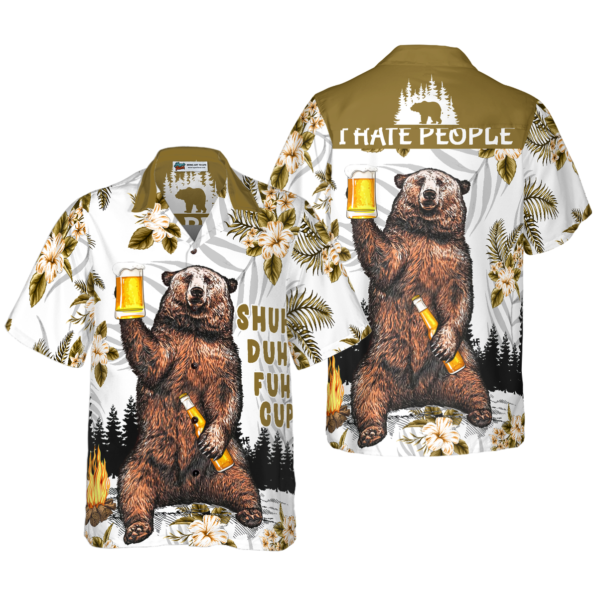 Bear Drinks Beer Hawaiian Shirt - Hyperfavor