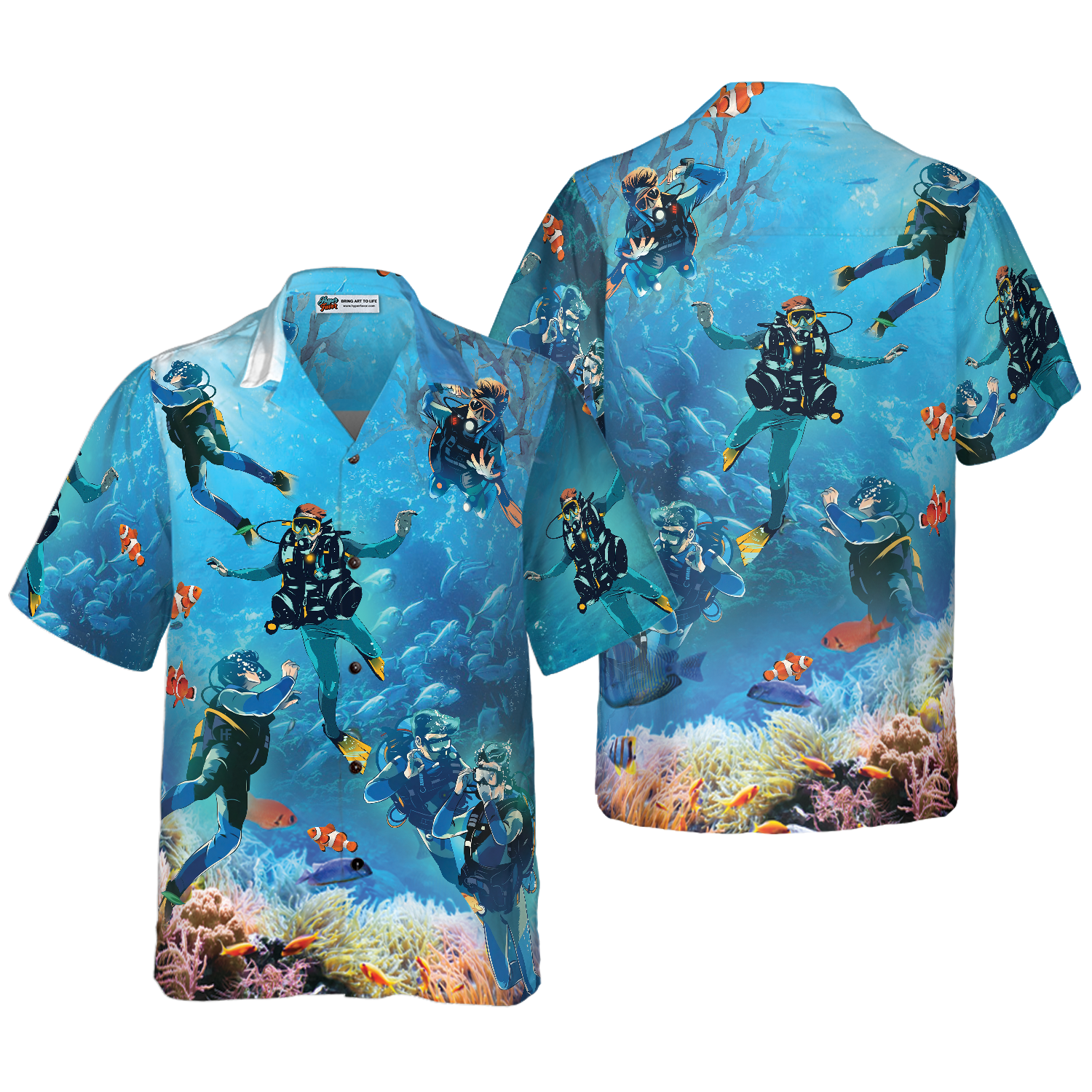 Under The Sea Scuba Diving Hawaiian Shirt - Hyperfavor