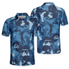 Golf Ocean Blue Camouflage Polo Shirt, Streetwear Golfing Polo Shirt, Camo Golf Shirt For Men - Hyperfavor
