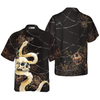 Gothic Skull with Snake Hawaiian Shirt For Men, Black Peony Flowers Goth Hawaiian Shirt - Hyperfavor