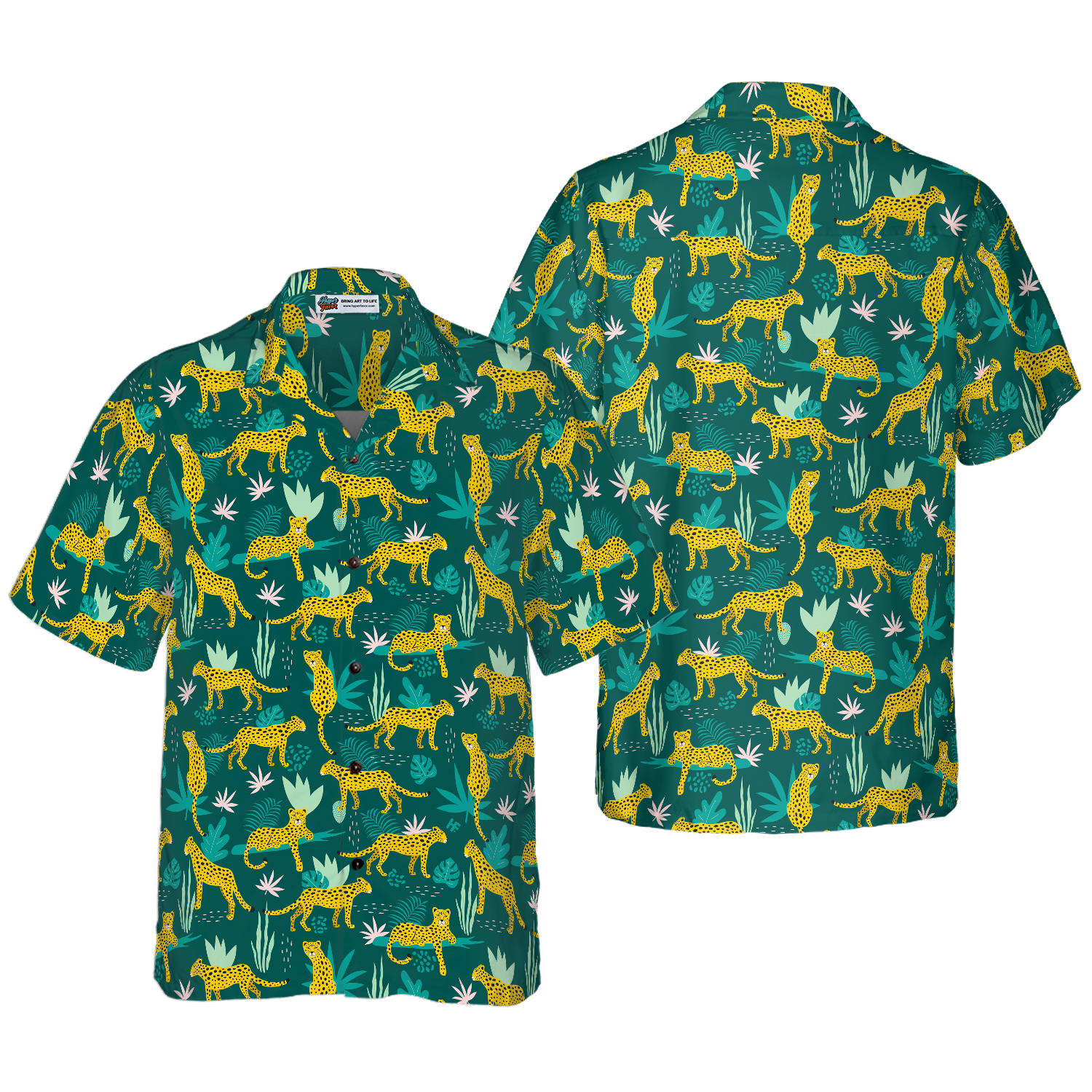 Leopards and tropical leaves Hawaiian Shirt - Hyperfavor