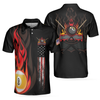 Flame 9 Ball Billiards Pool Polo Shirt, American Flag Billiards Shirt For Men, Gift For Pool Players - Hyperfavor