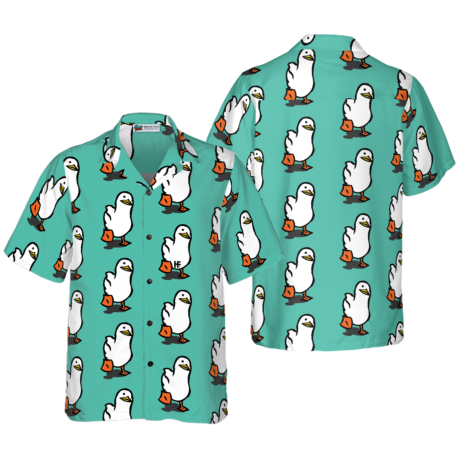 Ducks In Tiffany Blue Hawaiian Shirt - Hyperfavor