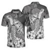 Hibiscus Turtle Shirt For Men Polo Shirt, Sea Turtle Polo Shirt For Men, Hibiscus Floral Shirt Design - Hyperfavor