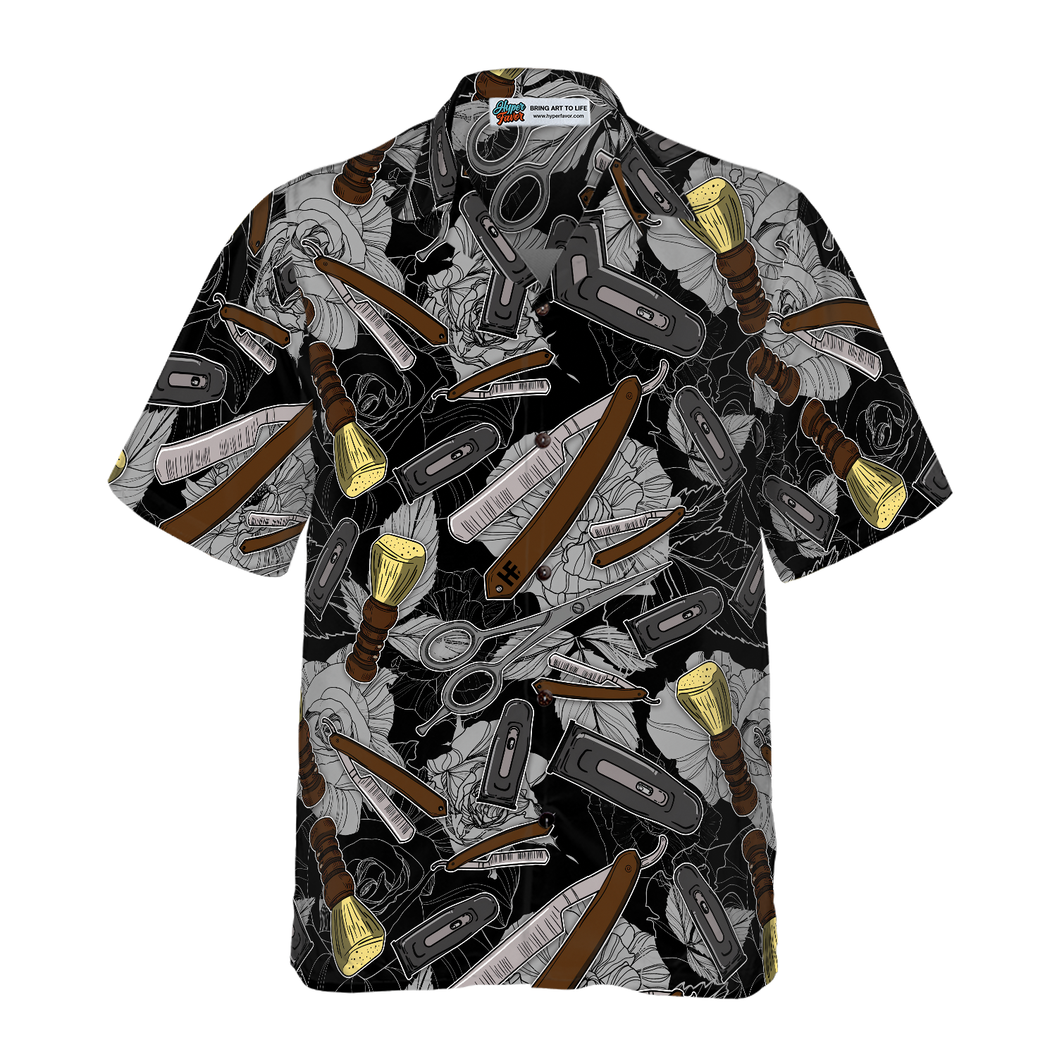 Rose Barber Tools Pattern Hawaiian Shirt - Hyperfavor