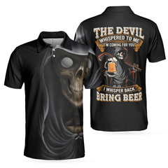 Golf Bring Beer Polo Shirt, Skull Drinking Golf Shirt For Male Golfers, Funny Golf Shirt With Sayings - Hyperfavor