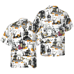 Haunted Houses Halloween Hawaiian Shirt, Halloween Shirt For Men And Women - Hyperfavor