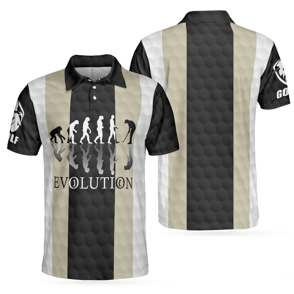 Elegant Men Golfer Evolution Golf Polo Shirt, Unique Golf Shirt For Men - Hyperfavor