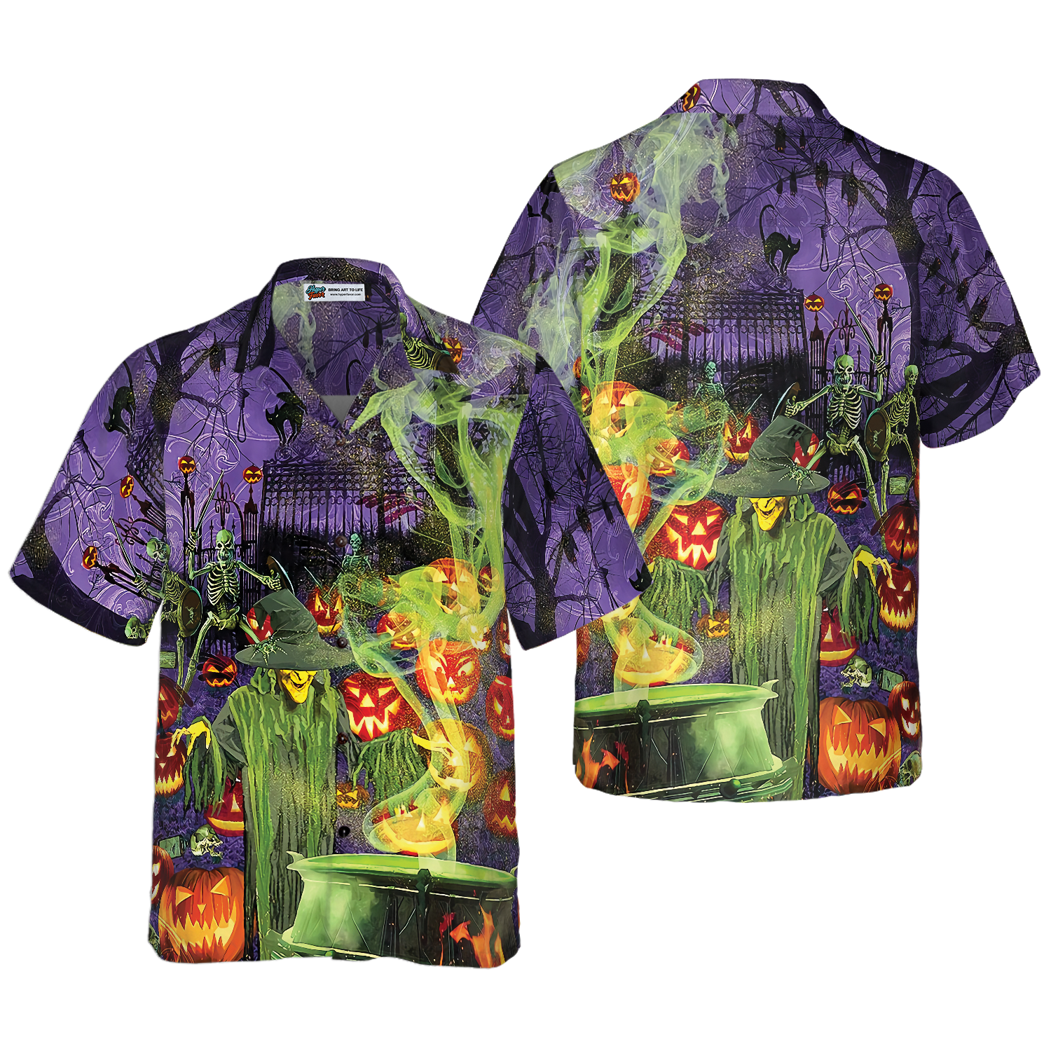 Fright Night Witch Hour Halloween Hawaiian Shirt - Hyperfavor