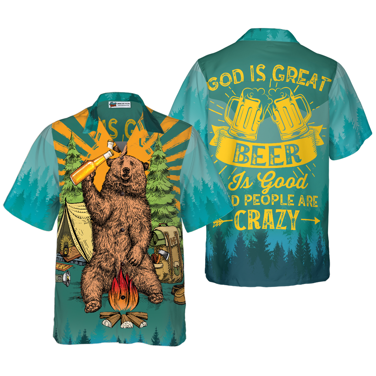 God Is Great Beer Is Good & People Are Crazy Hawaiian Shirt - Hyperfavor