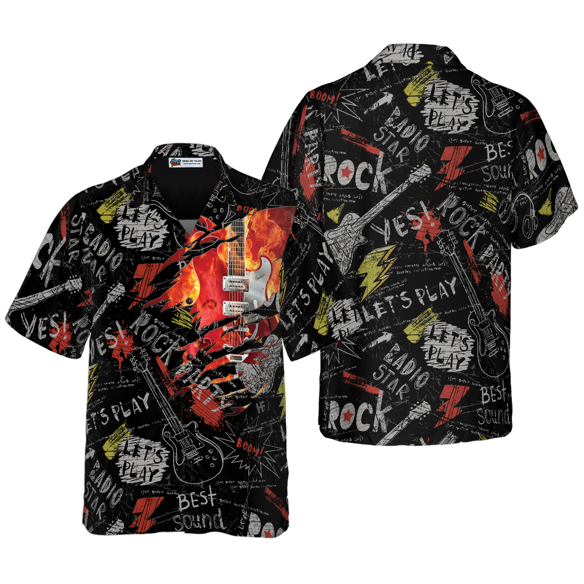 Burned Electric Guitar Hawaiian Shirt - Hyperfavor