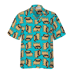 Pug Dog Seamless Pattern Shirt For Men Hawaiian Shirt - Hyperfavor