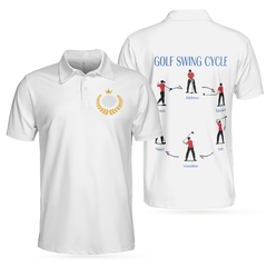 Golf Swing Life Cycle White Golf Polo Shirt, Best Golf Shirt For Men - Hyperfavor