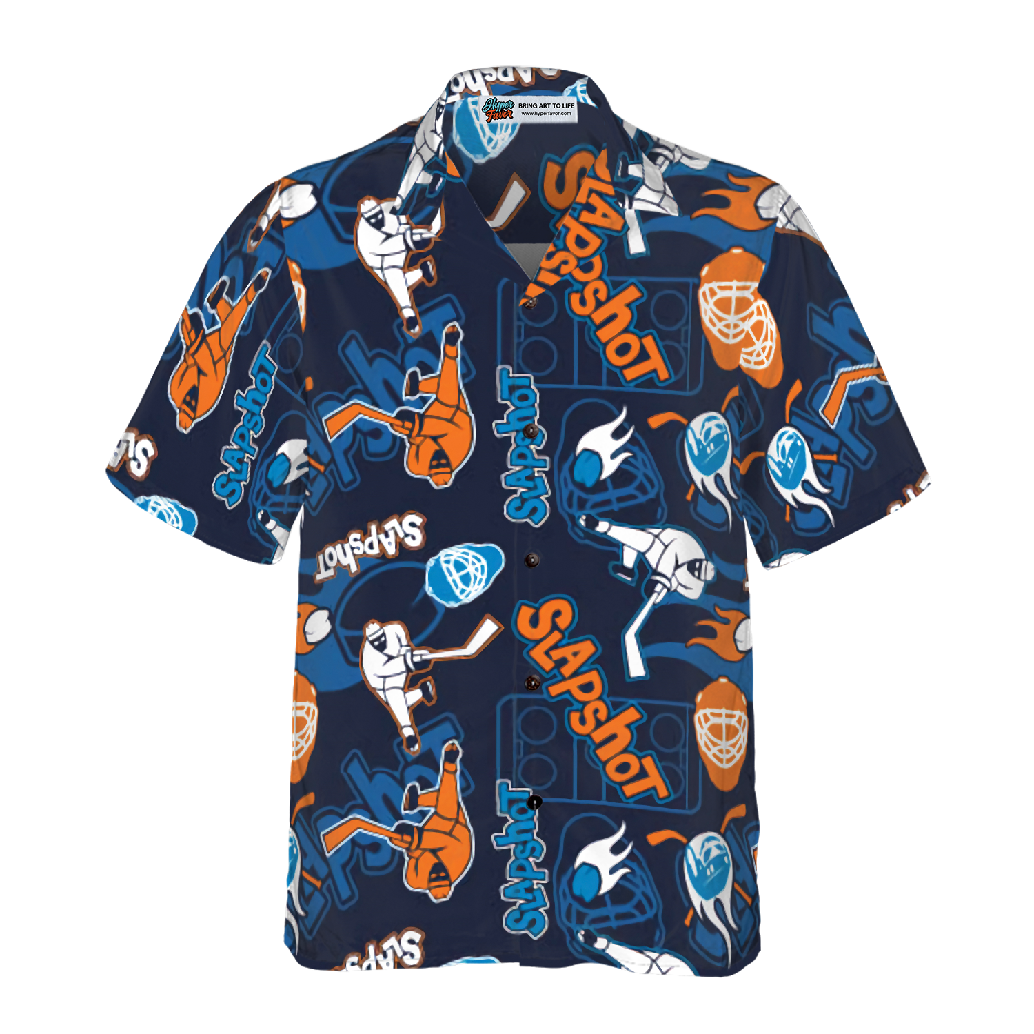 Slapshot Hockey Pattern Hawaiian Shirt - Hyperfavor