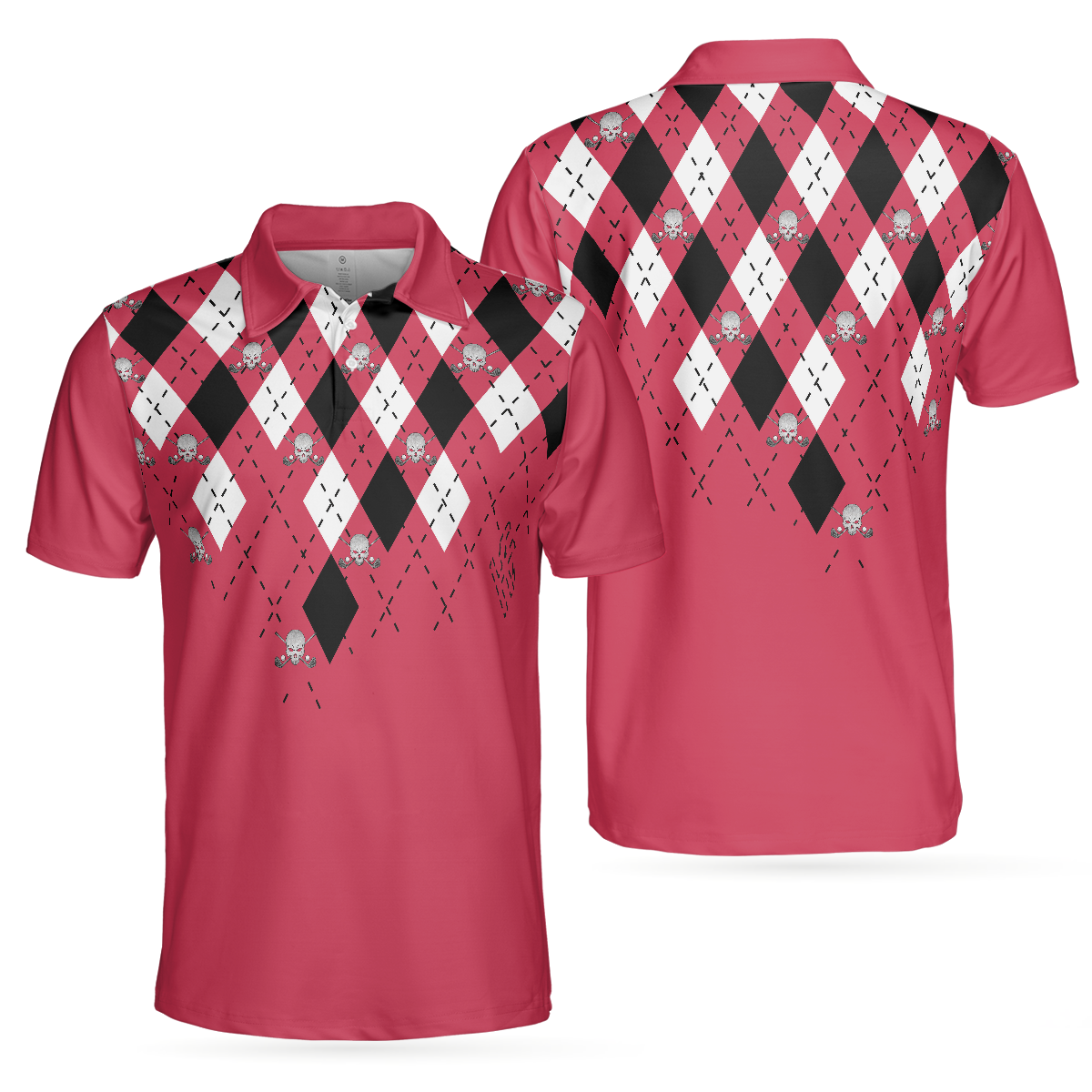 Golf Shirt With Argyle Pattern Polo Shirt, Red Plaid Pattern Golf Shirt For Golf Enthusiasts, Vibrant Golf Shirt - Hyperfavor