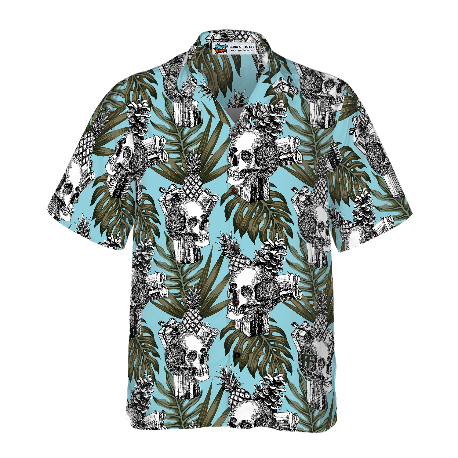 Skull Gift Pine Apple Cone Tropical Hawaiian Shirt - Hyperfavor