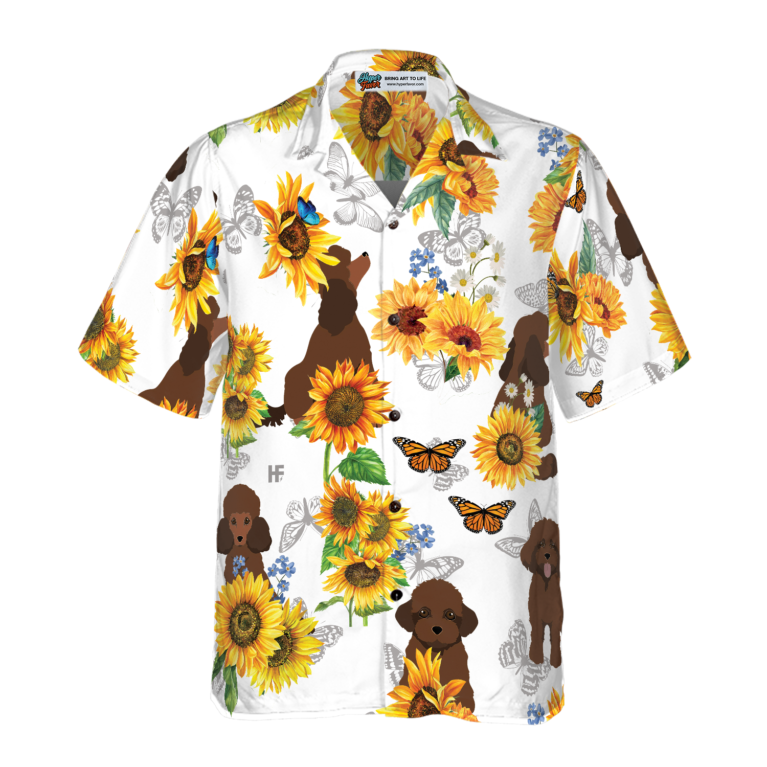 Poodle Lover With Sunflower Hawaiian Shirt - Hyperfavor